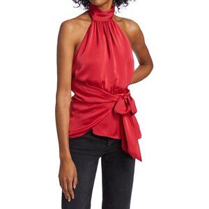 Ramy Brook Daphne Wrap Blouse Rouge Red Size 0 NEW NWT